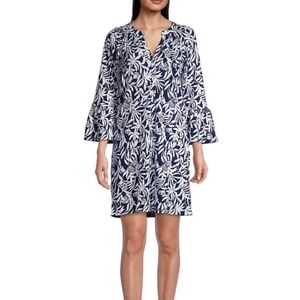 Lilly Pulitzer Navy Blue Norris Palm Bell-Sleeve Minidress